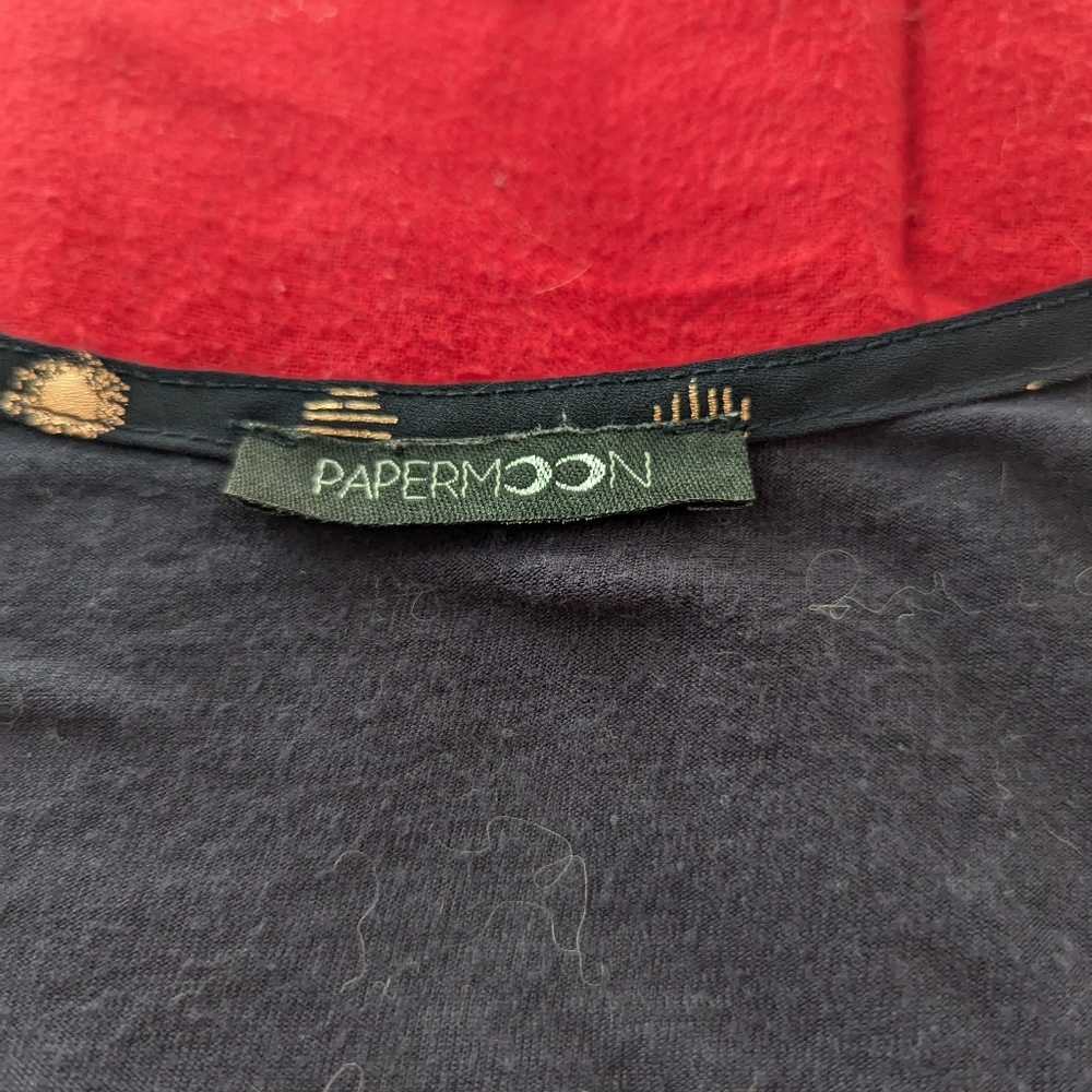 Papermoon navy and gold blouse